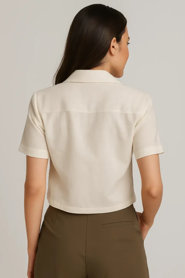 White Linen Crop Top - Image 4