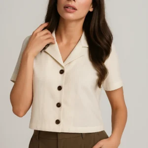 White Linen Crop Top